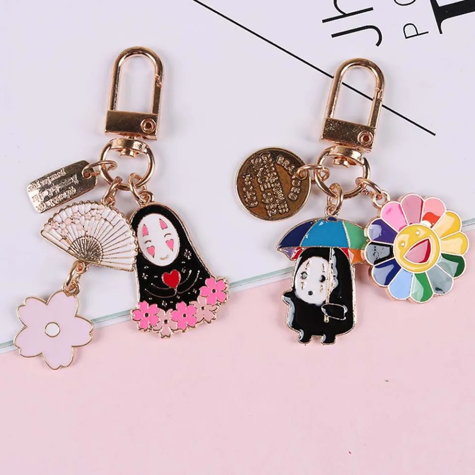 Spirited Away Gold Color Keychain Accessories No Face Umbrella A