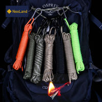 Paracord 4 มม. / 7.5 เมตรพร้อม Carabiner 550 เชือกสำรอง Firecord Fire Starter แคมป์ปิ้ง การอยู่รอดเดินป่า-ZOK STORE