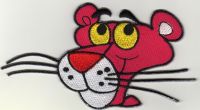 iron on patch Embroidery Pink Panther Comic 12x7 cm ตัวรีดติดเสื้อ เย็บติดผ้าประเทศไทย โลโก้ปัก มีกาวสำหรับรีด ตกแต่งเสื้