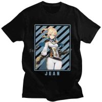 Jean Genshin Impact เสื้อเชิ้ต Anime แขนสั้นสำหรับผู้ชาย