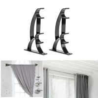 【cw】 2Pcs Curtain Pole Brackets Aluminum Alloy Roman Rods Bracket Holder Metal Durable Base Rod