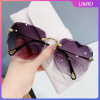 LIMRJ ผู้หญิงแว่นตากันแดด Frameless Sun ตัดแว่นตากันแดดสแควร์ไล่ระดับสีเลนส์แว่นตากันแดดวินเทจ