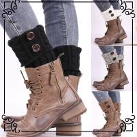 YUYU Winter Knitted Button Wave Leg Warmer Socks Boot Crochet Leggings Knee High