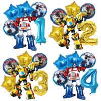 6Pcs Transform Foil Balloons Bee Birthday Theme Party Decoration Baby Shower Supplies Boy Kids Cars Robot Kids Toys Air Globos