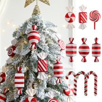 【CC】◄►  1pc Chritmas Theme Pendant Navidad Hanging Prop Lolipop Cane New Year 2024 Decoration Supplies