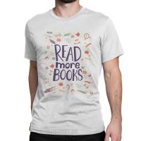 MenS Read More Books T Shirts Reading Pure Cotton Tops Novelty Classic Short Sleeve Crew Neck Tees Plus Size T-Shirt 【Size S-4XL-5XL-6XL】