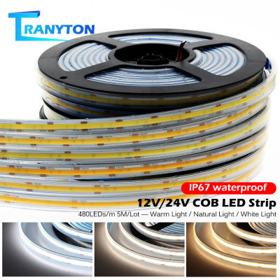 DC12V 24V COB LED Strip Light Super Bright Neon IP67 Waterproof Tape 480LEDs Ribbon White 3000K 4000K 6000K for Decoration