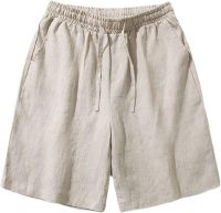 DGHM-JLMY Mens Cotton Linen Lightweight Relaxed Leisure Shorts Flex Comfort Track Shorts Regular Breathable Beach Shorts