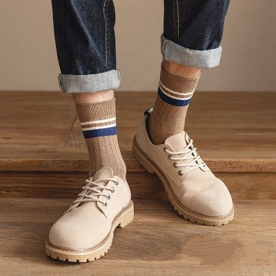 ‘；’ 10 Pair Mens Striped Cotton Socks Spring Fashion Casual Socks High Quality Harajuku Retro Socks Man