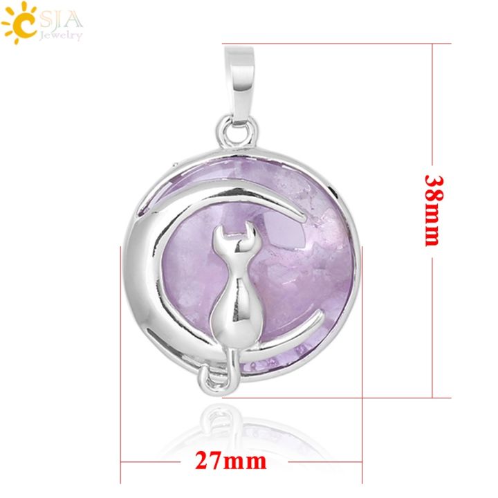 csja-new-fashion-cat-moon-pendant-for-necklace-round-natural-stone-cute-kitten-lucky-jewelry-fit-women-girl-necklaces-f334