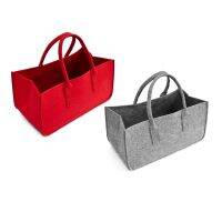 2 Pcs Felt Purse, Felt Storage Bag Large Capacity Casual Shopping Bag - Red &amp; Gray