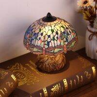 【YD】 Table Lamp Antique Boho Resin Desk Floral Bedside Night Lights Room