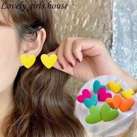 【♡Lovely girls house♡】ต่างหู1คู่สไตล์เกาหลีเรียบง่ายหัวใจสำหรับผู้หญิงสาวลูกอมสีต่างหูที่ไม่ซ้ำกัน