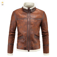 IUM Mens PU Leather Outwear Turndown Collar Motorcycle Coat Biker Style For Fall Winter Warm Coat PU Leather Outwear Biker Style Warm For Men Spring Fall Winter Motorcycle Bike Coat Cardigan Tops