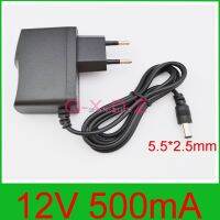 2023 1ชิ้น DC 12V 0.5A 500mA AC 100-240V อะแดปเตอร์แปลงแหล่งจ่ายไฟ EU ปลั๊ก5.5มม. X 2.1มม.-2.5มม.