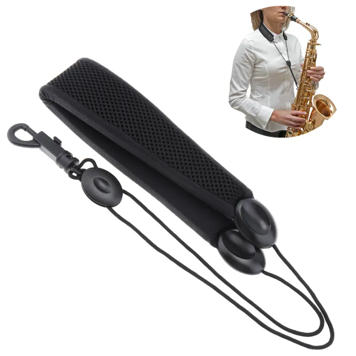 Saxophone Neck Strap for Soprano Tenor Alto Sax Black Sponge