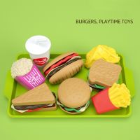 2023 Children Kitchen Toys Hamburger Set House Mini Artificial Food Fries Plastic Models Pretend Kids Educational Toy Gifts