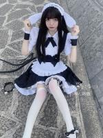 Milk Bear and Cat: 2D Rabbit Butler Maid Uniform Cute Lolita Apron Princess Dress