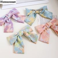 Tie-dye Gradient Big Barrette Bow Hairpin Two Layer Butterfly Floral Hair Clip Girls Cute Sweet Bowknot Vintage Hair Accessories