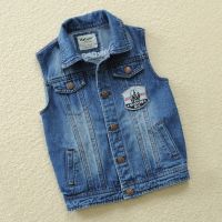 (HOT) 2019 spring and autumn new childrens denim vest boys casual tops for children