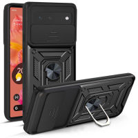 Google Pixel 6/Pixel 6 Pro Case,Robust Shield with Sliding Cover Camera Lens and Rotating Bracket Protective Case