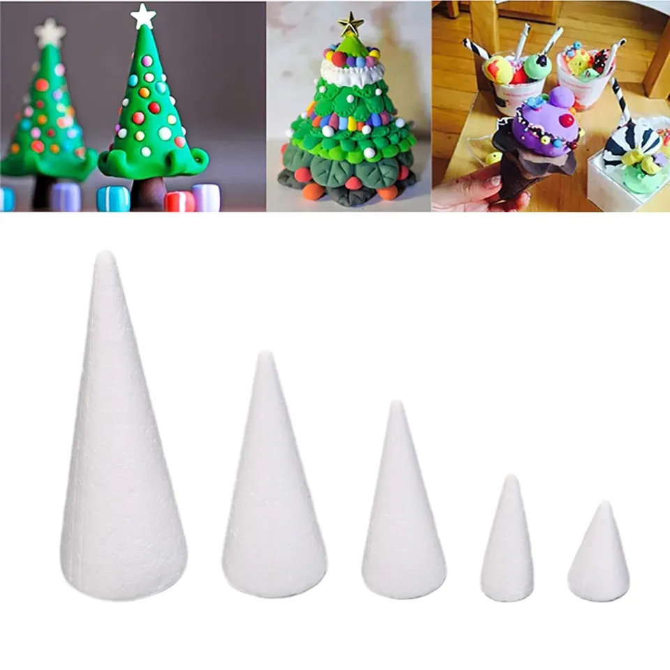 Dovewill 5Pcs Craft Foam Cones Christmas Tree for Activities Table  Centerpiece Party