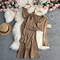 Ethos qualitative condole belt dress son two suits female early autumn spice long-sleeved sunscreen cardigan short coat