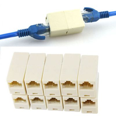 【CW】 New 10pcs Ethernet RJ45 RJ-45 45 Cable Female to Type Coupler Joiner Networking Accessories
