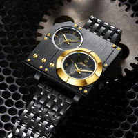 Oulm New Arrive Cool Watch Multiple Time Zone Mens Watches Full Steel Luxury nd Male Clock Big Dial Quartz Wristwatch