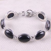 【YF】♛┋  Bangle Stone Onyx Jewelry Oval Beads Adjustable Chain 1Pcs H881