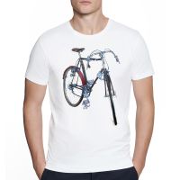 Vintage Fixed Gear Bicycle Cyclist Painting Artist T-Shirt New Men Short Sleeve Road Bike Sport Lover White Casual Tees Tops