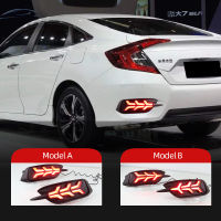 2PCS สำหรับ Honda Civic 2016 2017 2018 LED Reflector ไฟท้ายไฟเตือนเบรคด้านหลังไฟตัดหมอกกันชน Light