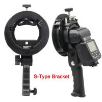 S-Type cket ใหม่ Handheld Grip Bowens S Mount Holder สำหรับ Speedlite Flash Snoot Soft Beauty Dish Honeycomb Flash cket