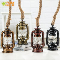 Vintage Kerosene pendant lights With Free Bulb E27 Rope pendant lamp for homebedroomLiving room decor loft hanging lamp