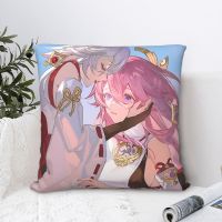 Yae Miko Throw Pillow Case Genshin Impact Mobile Game Backpack Hugpillow Covers DIY Printed Breathable Home Decor