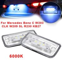 ไฟป้ายทะเบียน LED 2ชิ้นไฟป้ายทะเบียน LED รถยนต์สำหรับ Mercedes-Benz C W203 CLK W209 SL R230 KB27