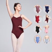 ❀○❍ Ballet Leotards for Women Adult Dance Camisole Gymnastics Leotard Purple Clothes Sexy V Back Ballet Costume