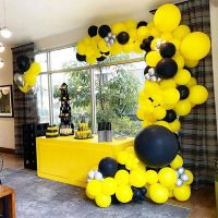 105pcs/Set Yellow Black Balloons Garland Arch Kit Metal Silver Latex Balloons Kid Birthday Baby Shower Wedding Party Decoration Balloons