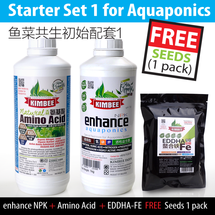 KIMBEE FARM Aquaponics Starter Set, Comprehensive Nutrients, Organic