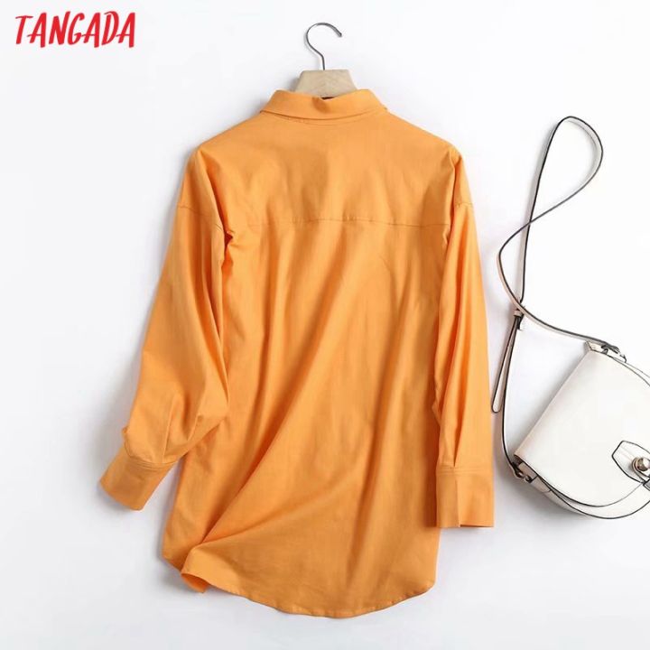 tangada-women-orange-cotton-linen-oversized-long-shirt-blouse-chic-female-casual-loose-shirt-blusas-femininas-4c113