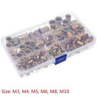 175pcs Box Carbon Steel Rivet Nuts Carbon Steel M3-M10 Flat Head Rivet Nuts Set Hardware Parts