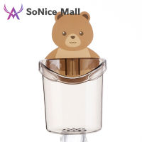 Toothpaste Cup Holder Case Bathroom Bear Toothbrush Cup Mount Storage Wall