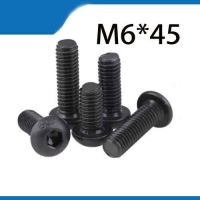 20Pcs M6*45 ISO7380 Alloy Steel 10.9 Level Black Hexagon Socket Button Head Screw Furniture Mushroom Cap Hex Bolts HW041 Nails Screws  Fasteners