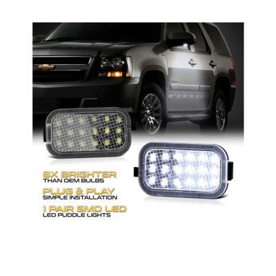 [2023ร้อน] ไฟ LED ใต้กระจกด้านข้าง2ชิ้นไฟส่องพื้นไฟต้อนรับสำหรับ Chevrolet Chevy Silverado 2500หิมะถล่ม Tahoe Suburban 2007-2014