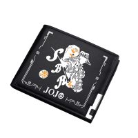 【CC】 JoJos Bizarre Adventure Anime Short Wallet Kujo Jotaro Cartoon Men Money Pu Leather Purse ID Card Holder