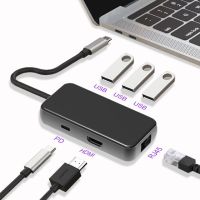 【☊HOT☊】 bukan2581584811414 Usb C Lapdocking Station ฮับ Usb Rj45 Hdmi Pd Sd/tf ฮับ Usb สำหรับ Lapmacbook Pro พื้นผิว Hp Dell Lenovo Samsung Dock