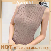 hanshi [2023 new HOT FASHION] lazlook แฟชั่นครึ่งคอเต่าถักถังฤดูร้อนผู้หญิงลำลองสีทึบแขนกุดเสื้อกั๊ก