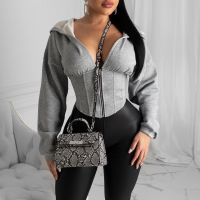 Women Autumn Long leeve Zip Hoodie Caual olid weathirt