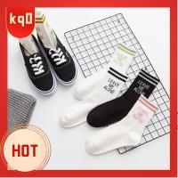 KQ0 Thick Winter warm Happy Letter Cotton Socks Knitting Hosiery Glitter Striped Stocking