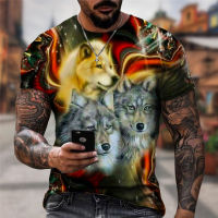 2023 newAnimal Wolf T Shirt Men 3D Print Cute Funny T-shirt Fashion Casual Short Sleeve Harajuku Men Clothing